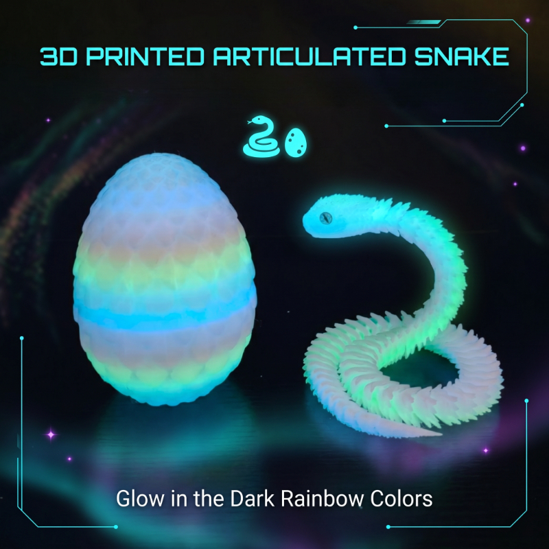 Luminous Rainbow Snake Egg Animal Game Set, 2pcs